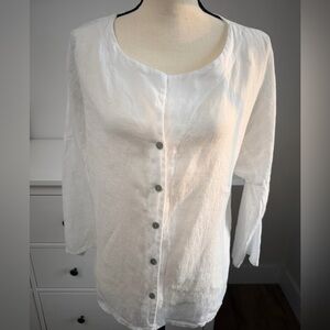 NWOT - Lightweight White Linen Button-Front Blouse